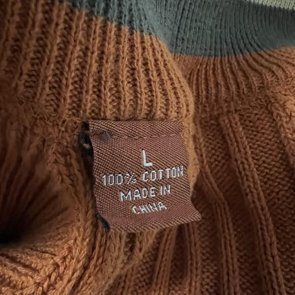 Tommy Bahama Denim Sweater Mens Large Orange Quarter Zip Ribbed Cotton Pullover - Picture 5 of 10